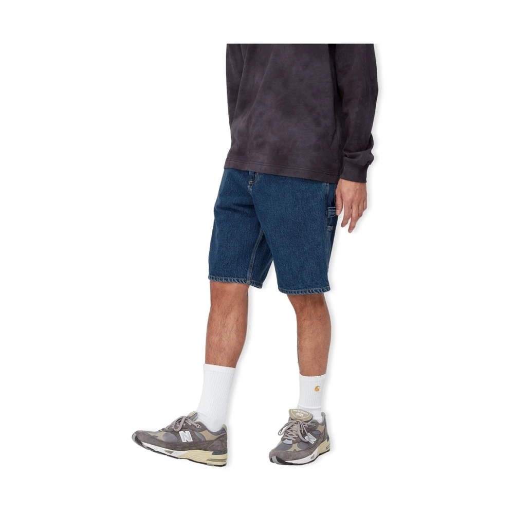 Carhartt WIP Relaxed Fit Denim Knie Shorts Blue Heren