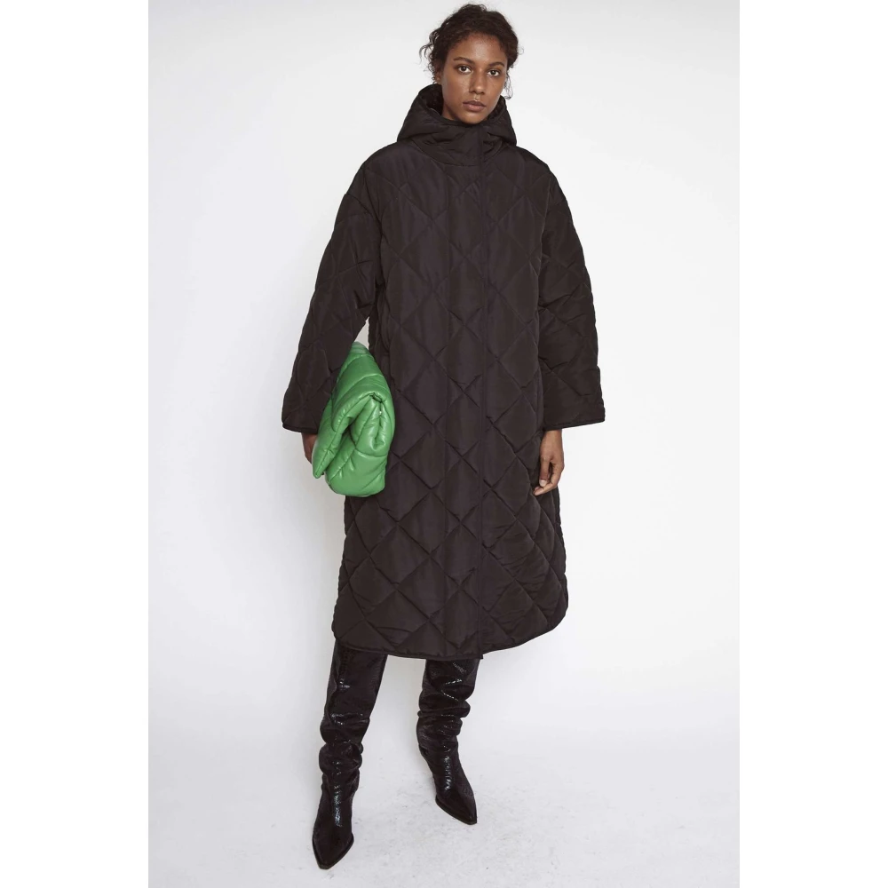 Stand Studio Gewatteerde Gevoerde Winterjas Black Dames