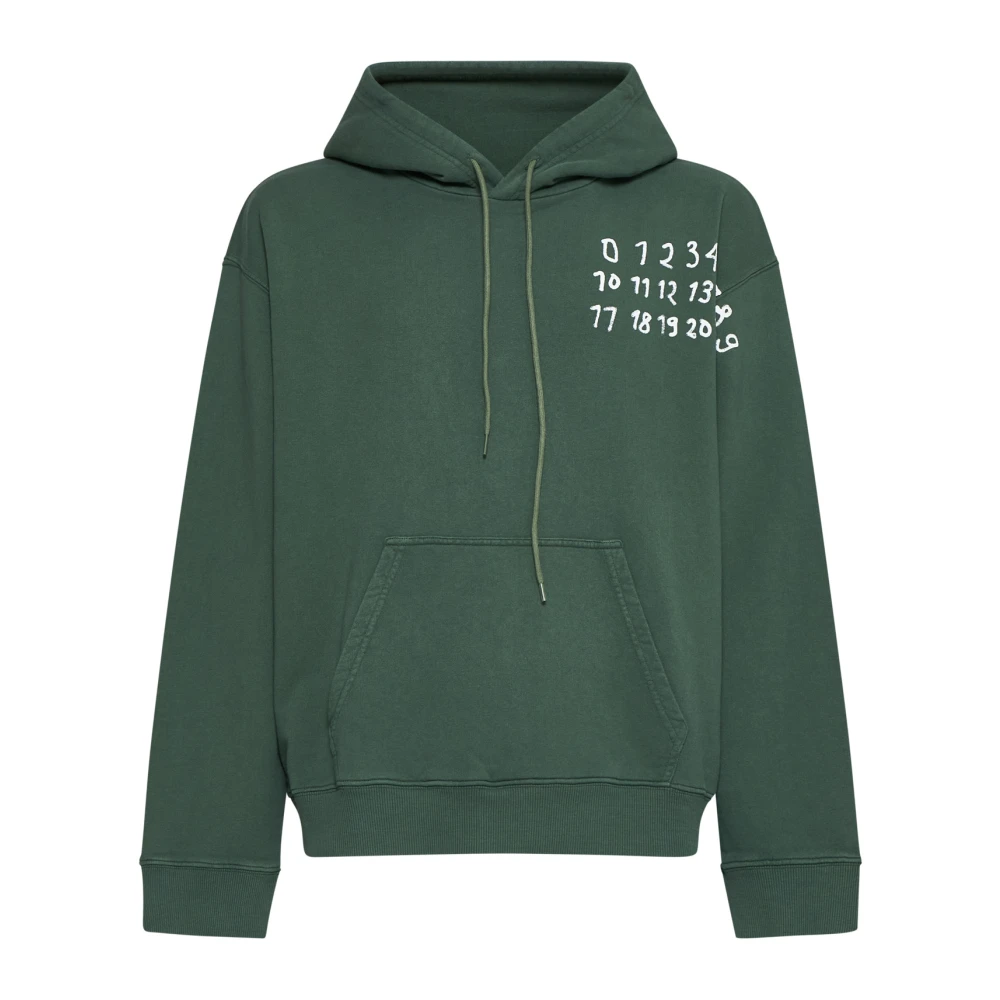 MM6 Maison Margiela Groene Katoenen Hoodie met Logo Print Green