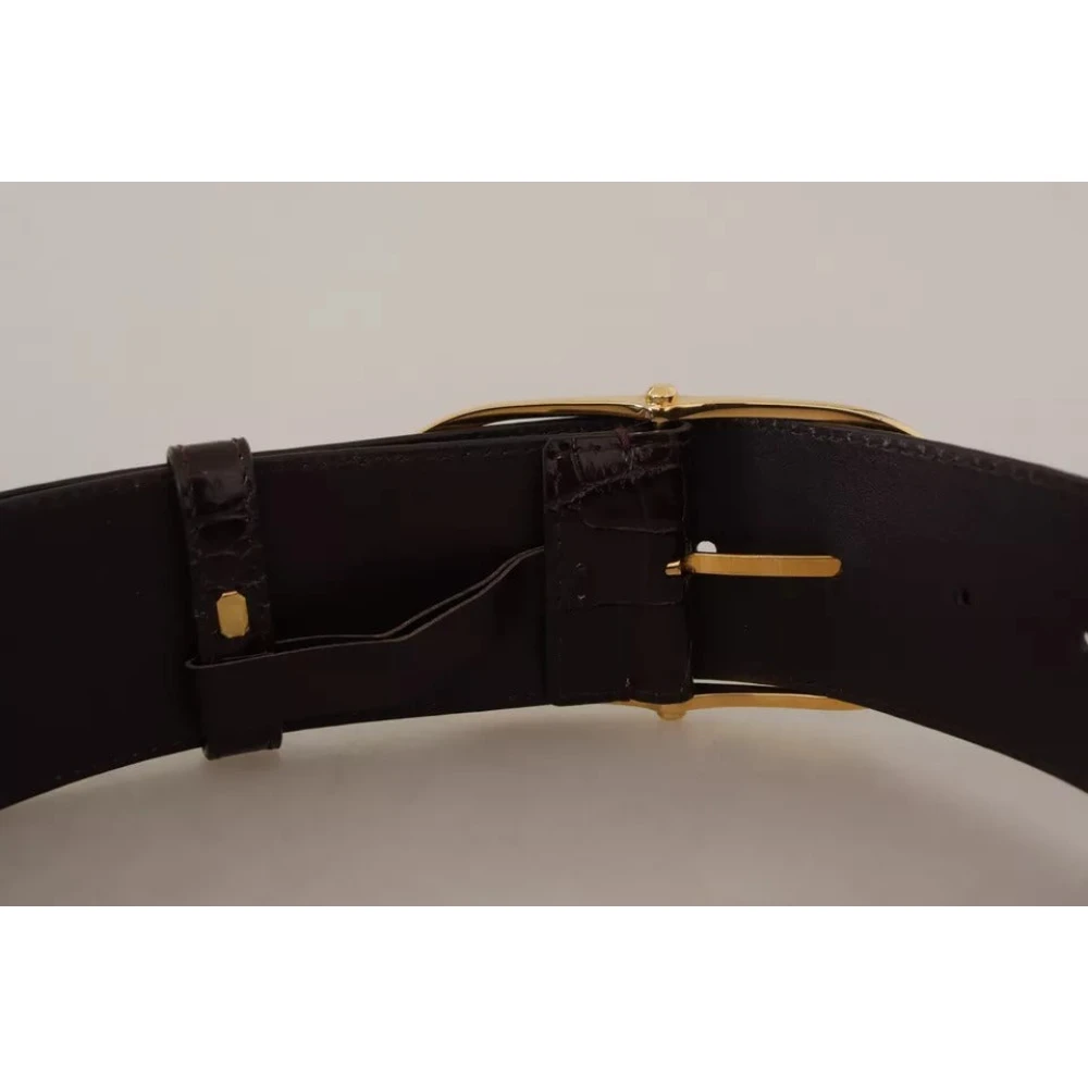 Dolce & Gabbana Bruin Krokodillenleer Gouden Riem Brown Heren