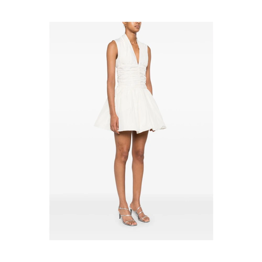 Patou Witte Halternek Mouwloze Wijd Uitlopende Rok Jurk White Dames