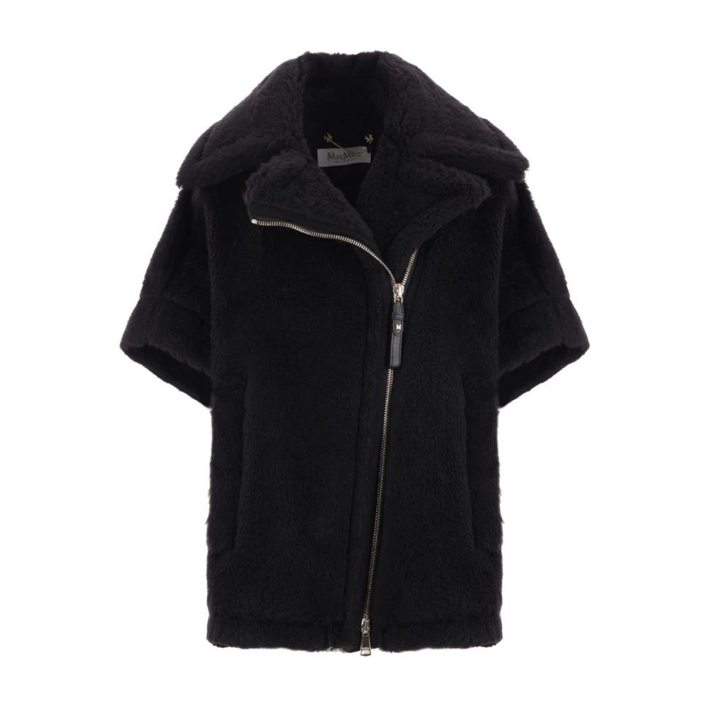 Max Mara Zwarte Teddyjas met Asymmetrische Rits Black Dames