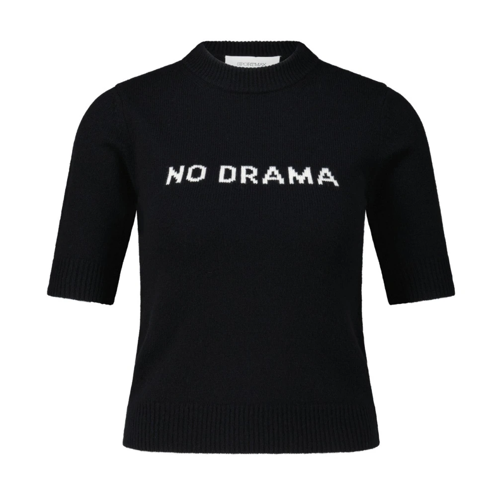 SPORTMAX Jacquard Logo Kasjmier Trui Black Dames