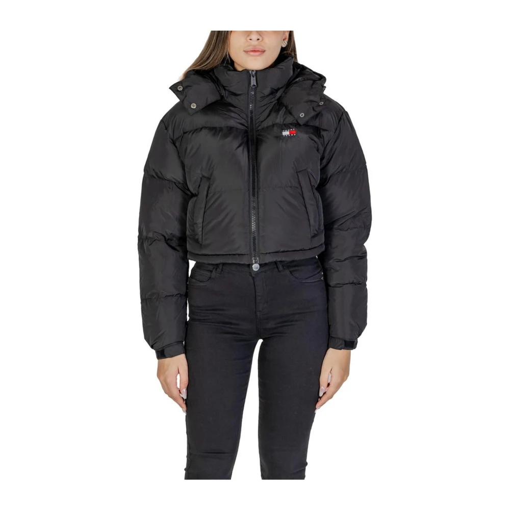 Tommy Jeans Zwarte Polyester Jas & Jas Collectie Black Dames