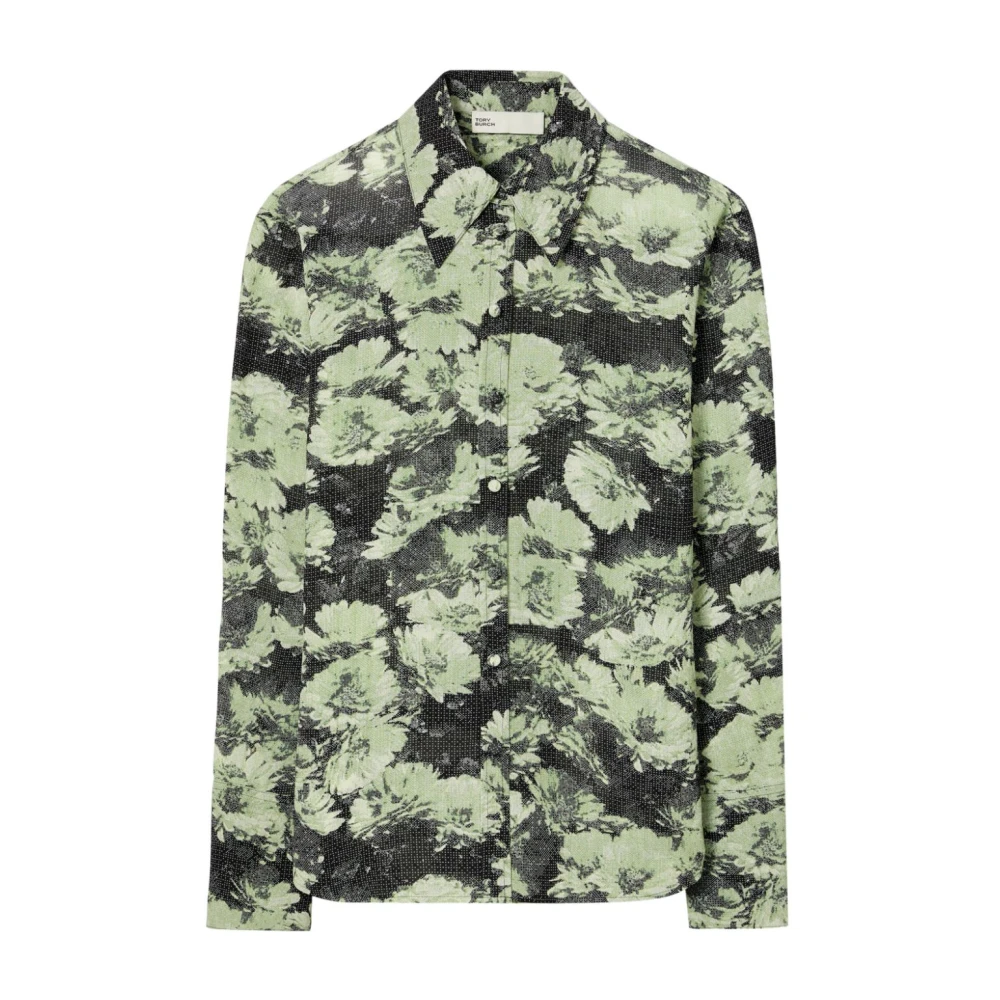 TORY BURCH Groene Knoopshirt Stijlvol Ontwerp Green Dames