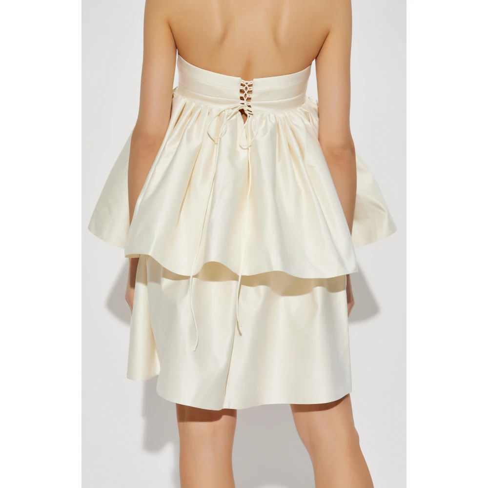 Rotate Birger Christensen Jurk met Ruches Beige Dames