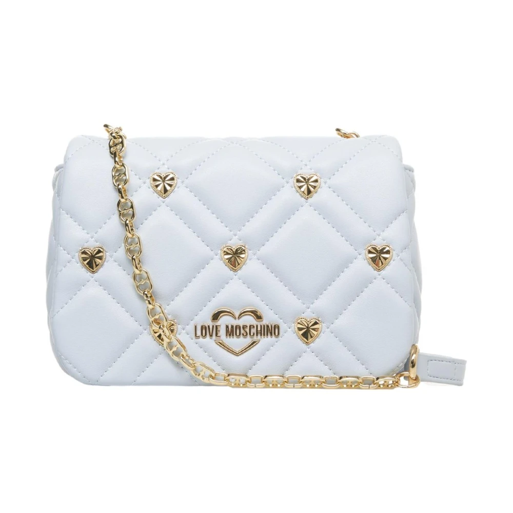 Love Moschino Blauwe Gewatteerde Schoudertas met Studs Blue Dames