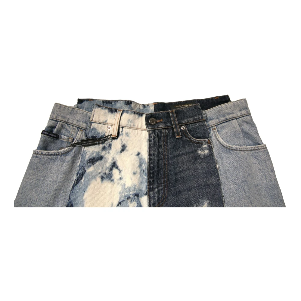 Dolce & Gabbana Multicolor Patchwork Straight Denim Jeans Multicolor Heren