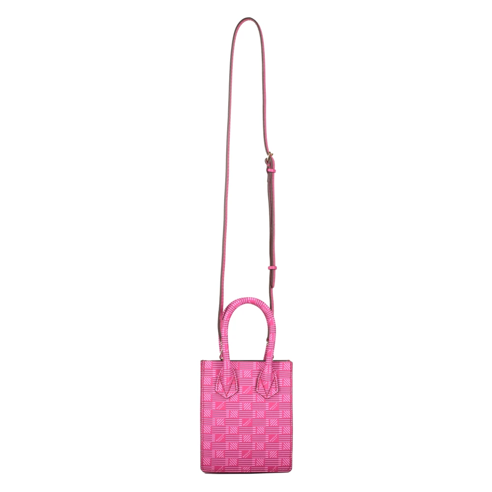Moreau Paris Korrelig leren schoudertas met handvatten Pink Dames