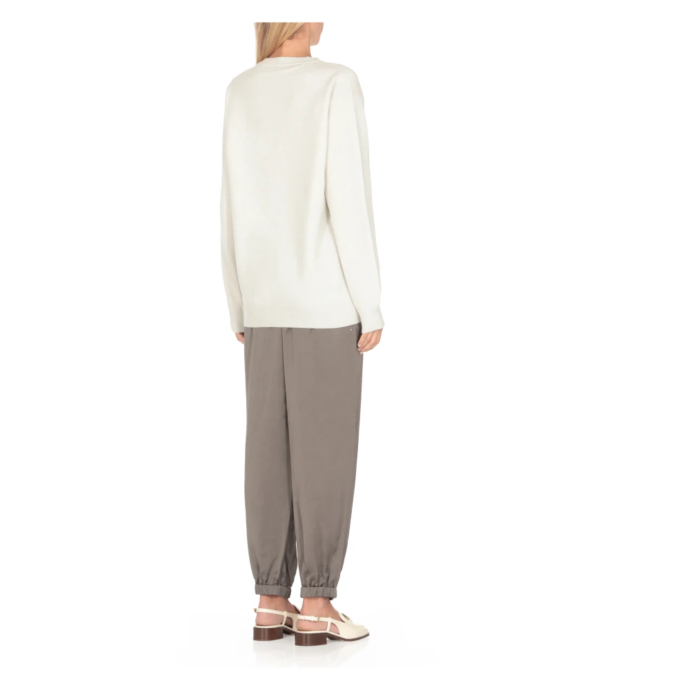 Fabiana Filippi Ivoor Wolmix Crew Neck Sweater Beige Dames