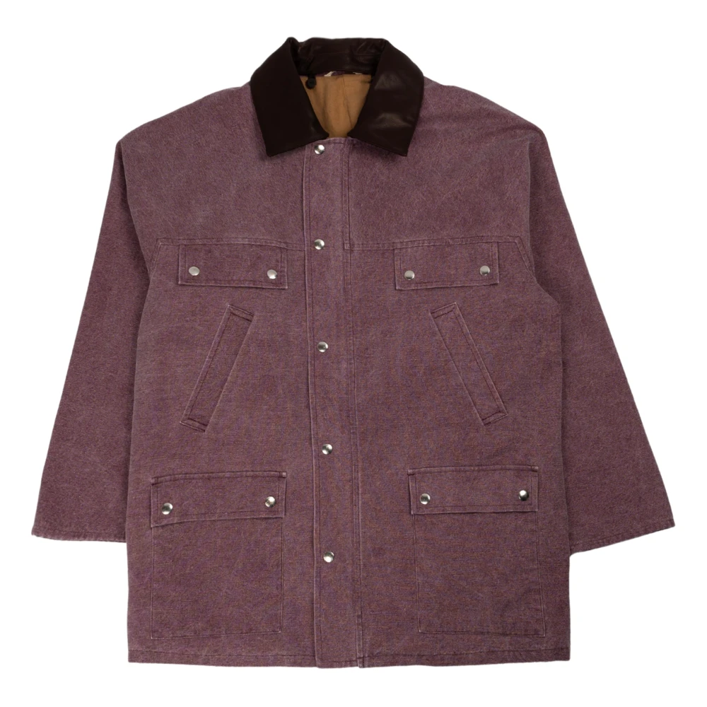 Auralee Paarse Canvas Jacht Blouson Jas Purple Heren