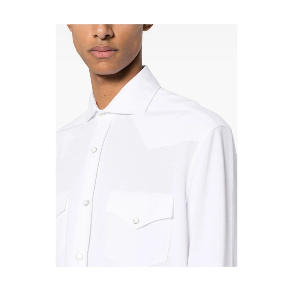 BRUNELLO CUCINELLI Klassieke Witte Katoenen Overhemd White Heren