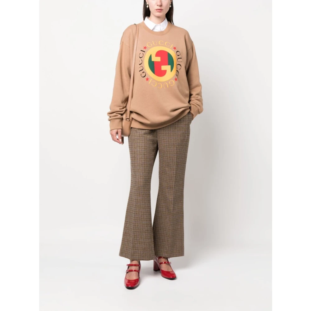 Gucci Kameel Sweaters met Logo Print Brown Dames