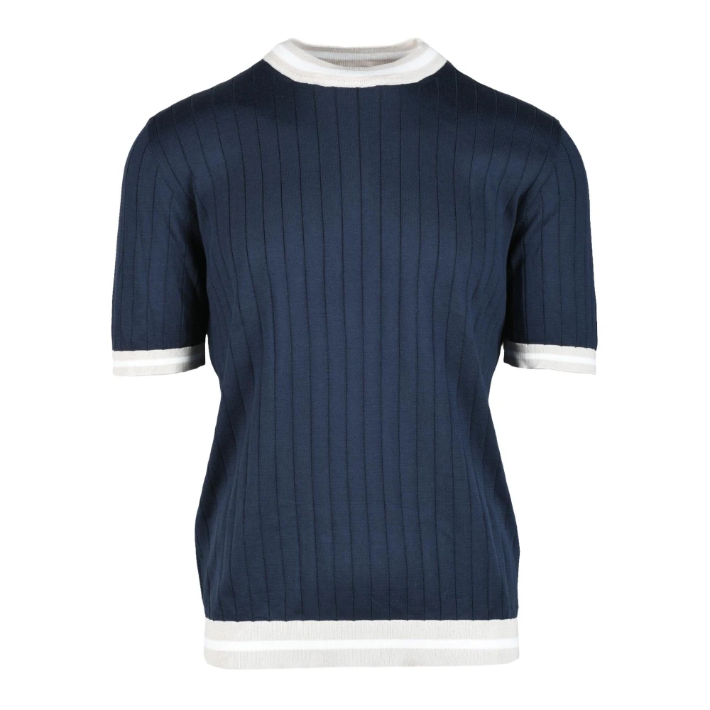 Eleventy Mannelijk Blauw Truien & Vesten Heren, 2XL, Katoen, Rondgebreide Trui