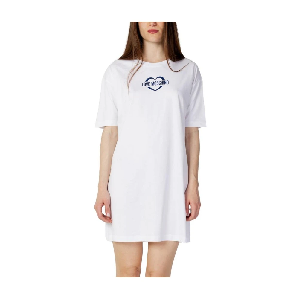 Love Moschino Women's White Heart Logo Tshirt Dress