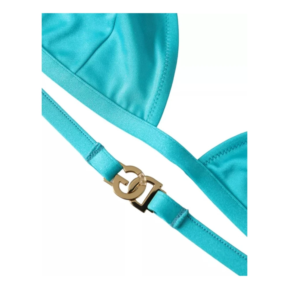 Dolce & Gabbana Blauw Groene Bikini Top met Logo Blue Dames