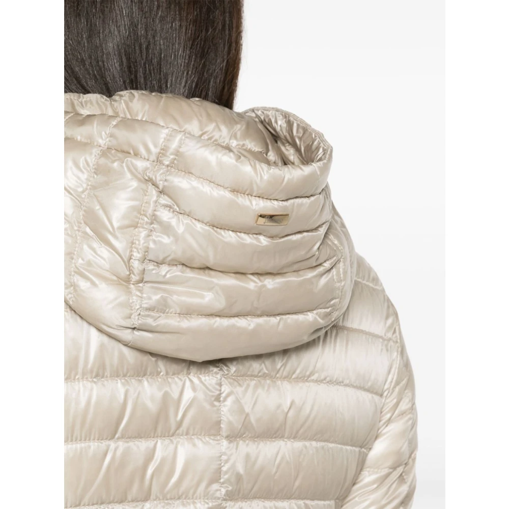Herno Beige Gewatteerde Jas met Afneembare Capuchon Beige Dames