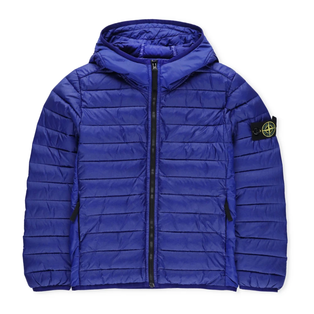 Stone Island Blå quiltad dunjacka med huva Blue, Pojke