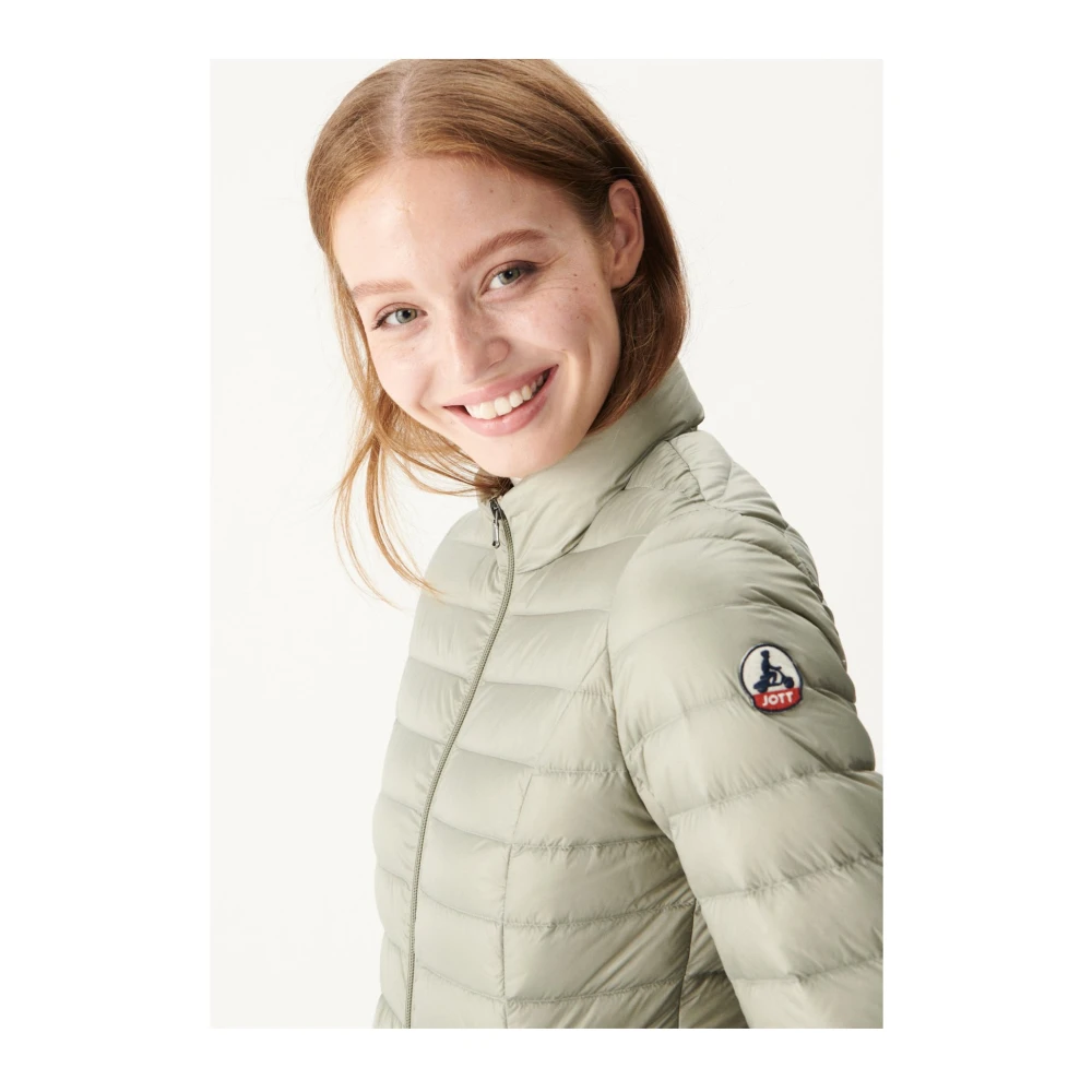 Jott Lichte Aansluitende Donsjas Groen Beige Dames