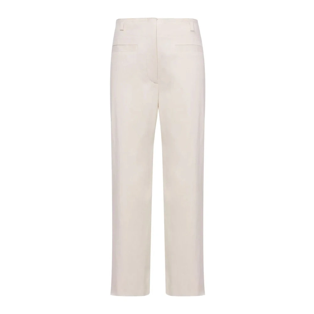 Proenza Schouler Beige White Linen Stretch Trousers - Female - Straight Trousers - 2XS - Trousers
