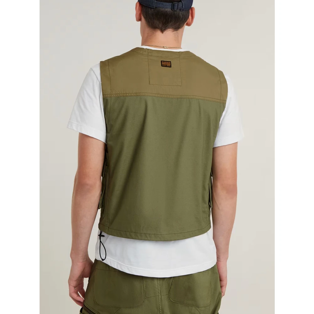 G-Star Mouwloos jack met klittenbandzakken Green Heren