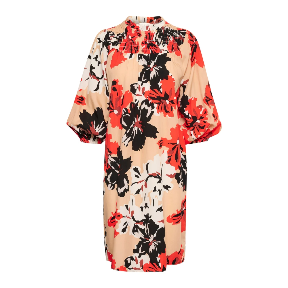 InWear Korte jurk met bloemenprint en pofmouwen Multicolor Dames
