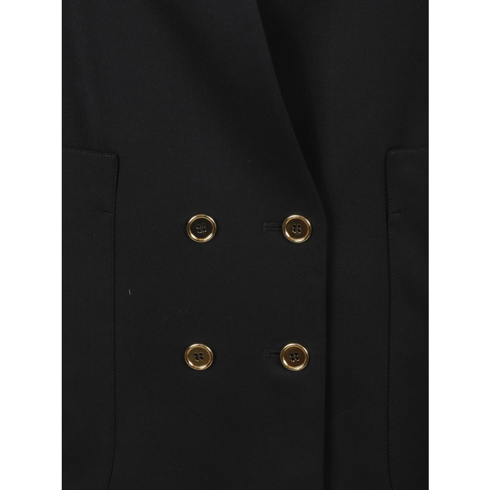 Patou Zwarte Double Breasted Jas Black Dames