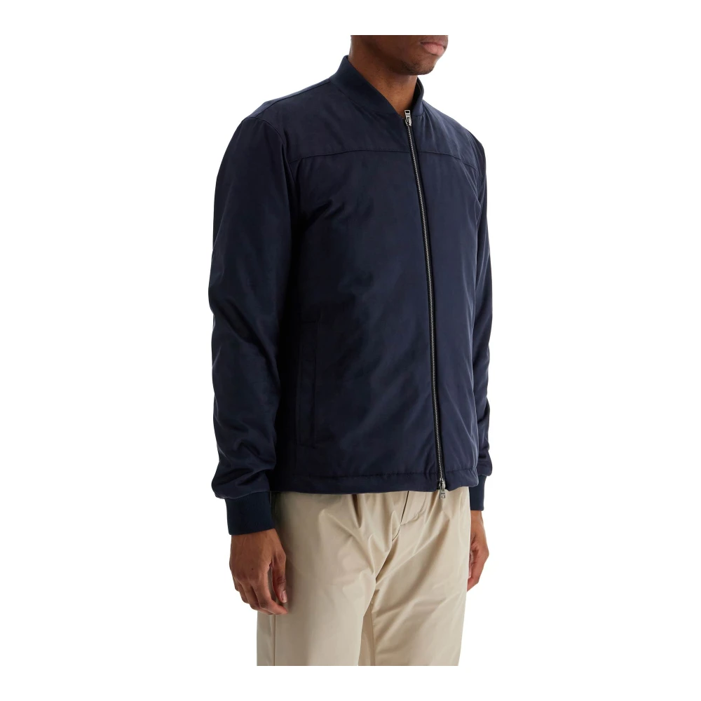 Herno Stijlvolle Suede Bomberjack Blue Heren