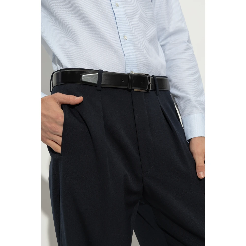 Giorgio Armani Leren riem Black Heren