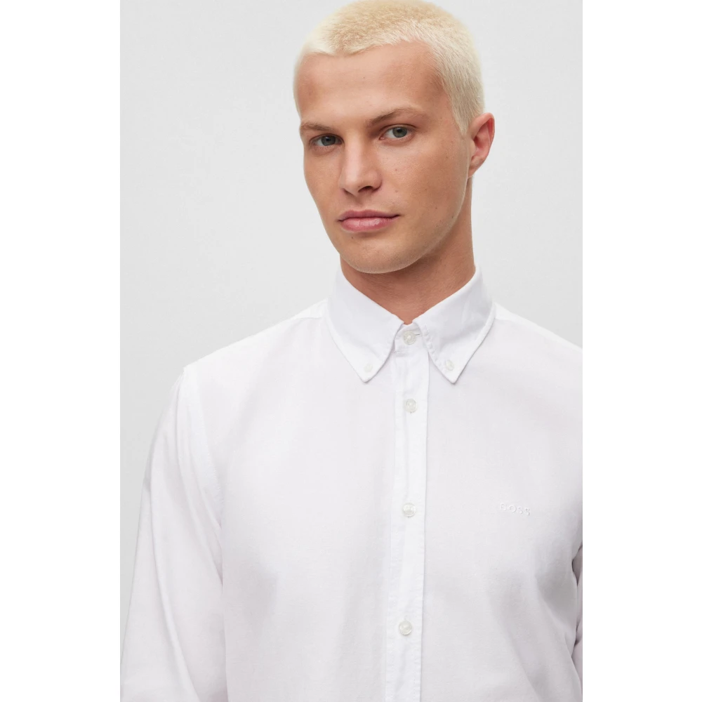 Hugo Boss Regular-Fit Oranje Rickert Overhemd White Heren