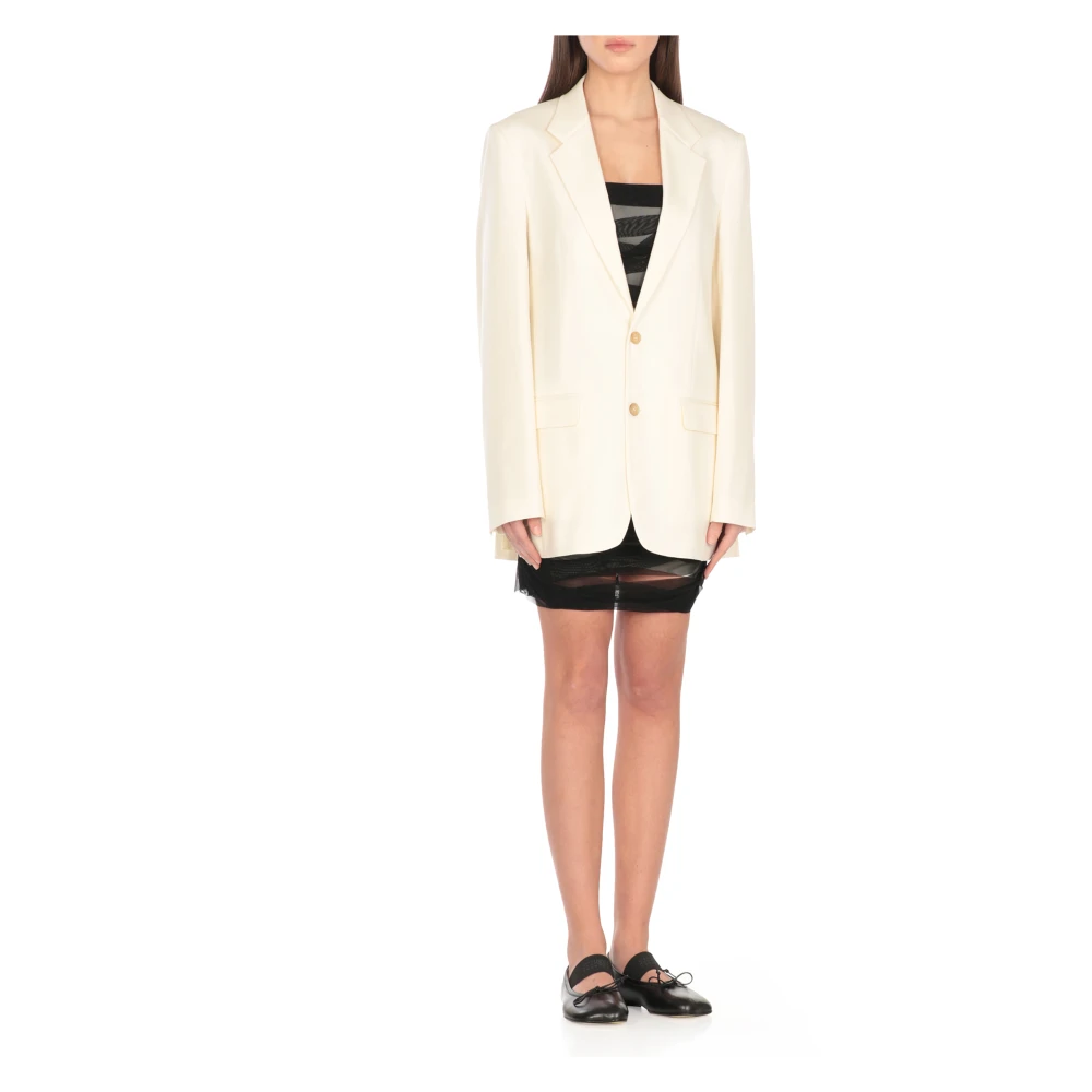 MM6 Maison Margiela Ivoor Blazer met Reverskraag Beige Dames