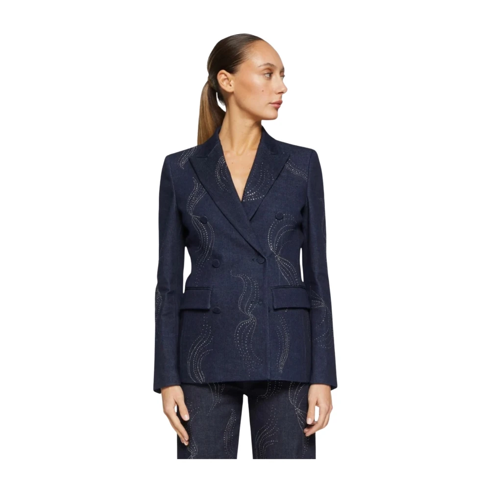 Dondup Dubbeknoops denim jasje met strass Blue Dames