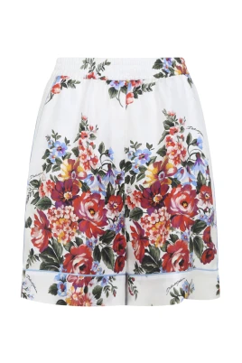 Shorts med blommigt tryck och rosettband
