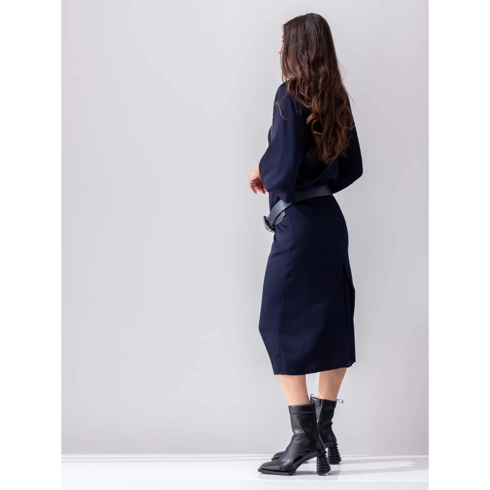 Beatrice .b Geplooide Schouder Maxi Jurk Blue Dames