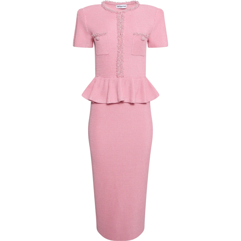 Self Portrait Women's Pink Midi Dresses, M, Dresses