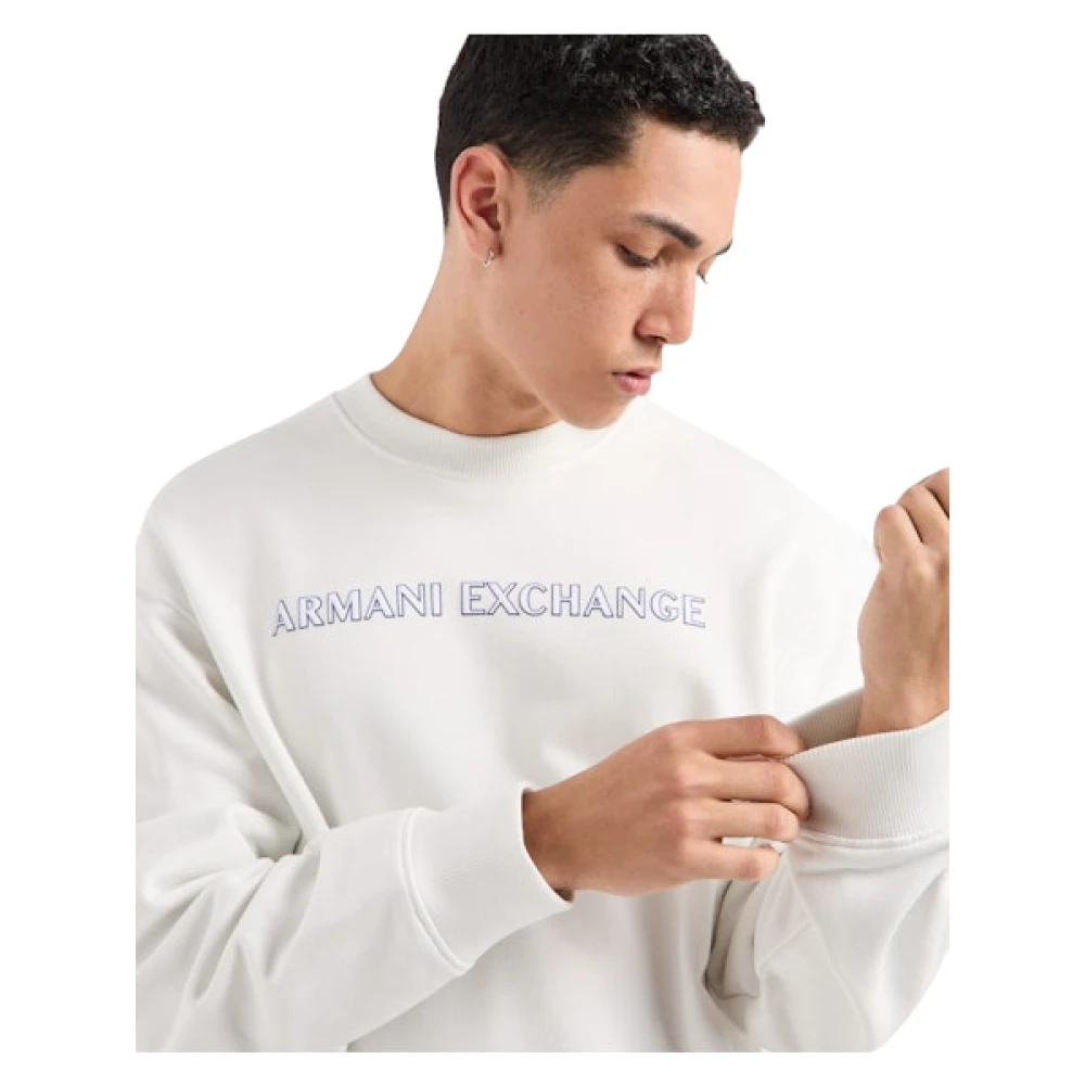 Armani Exchange Witte trui met logo print White Heren