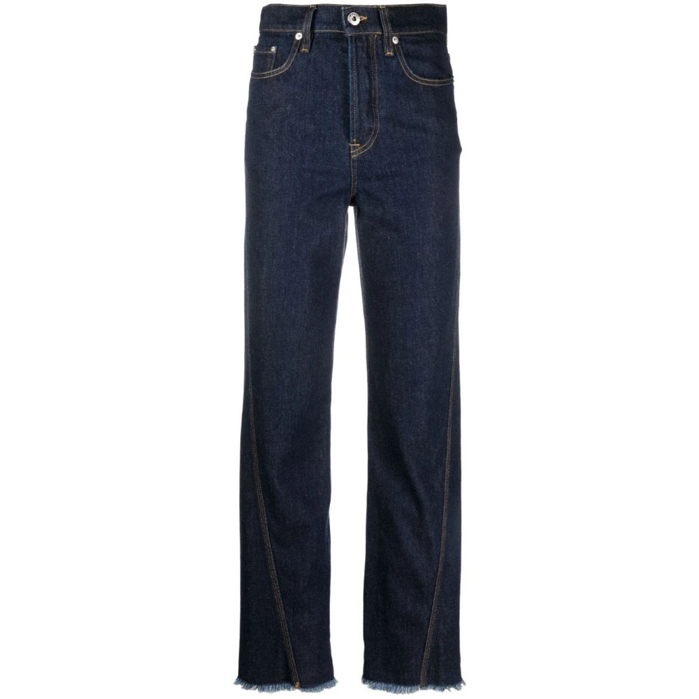Lanvin Navy Frayed-edge Straight-leg Jeans Blue, Dam