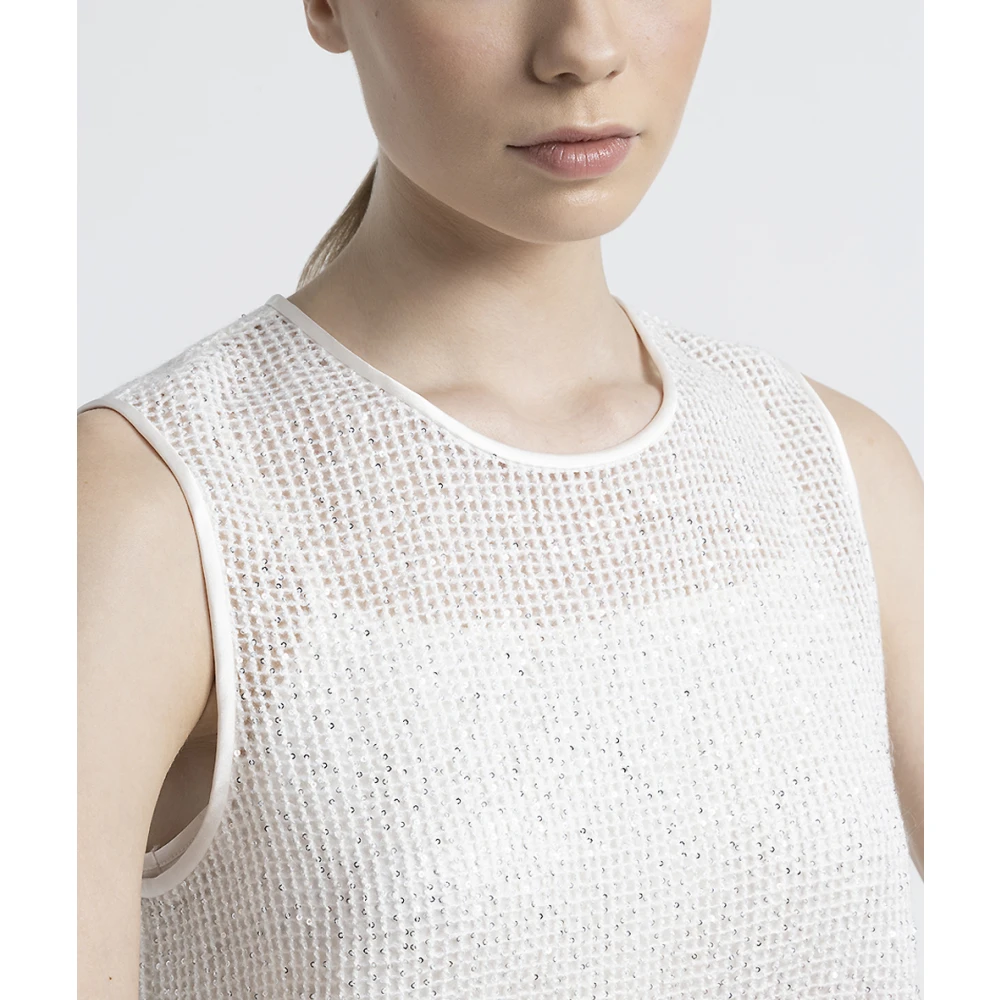PESERICO Wollen en mohair mesh gebreide top White Dames