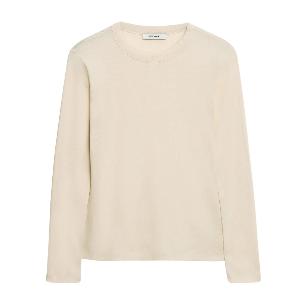 IVY OAK Katoen Comfortabele Ronde Hals Top White Dames