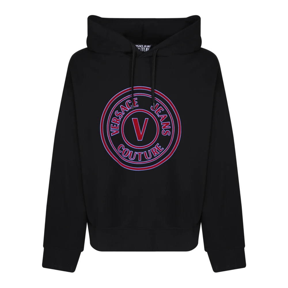 Versace Jeans Couture Zwarte Logo Hoodie met Trekkoord Black Heren