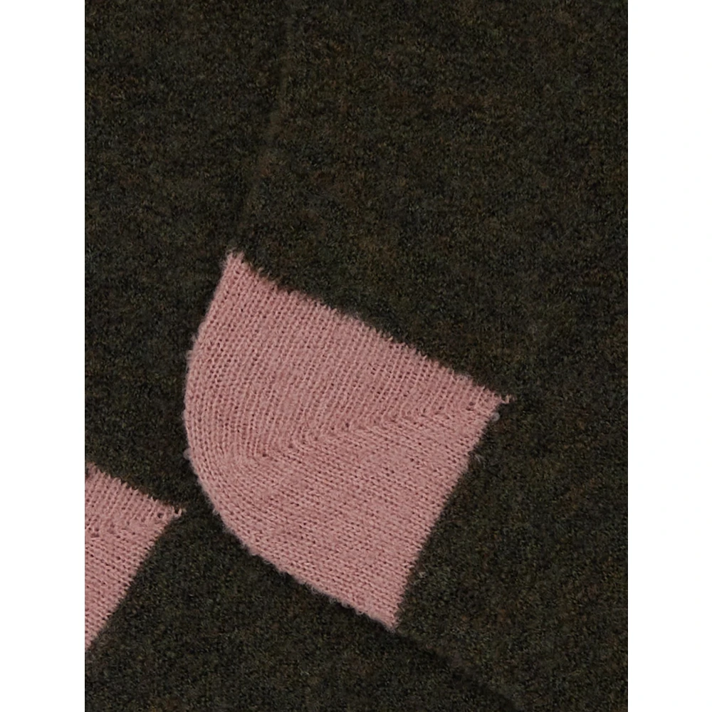 Gallo Korte effen groene bouclé sokken voor dames met contrasterende details Green Dames