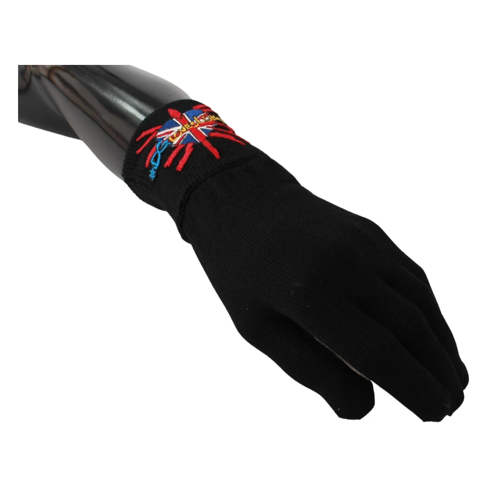 Dolce & Gabbana Elegante Zwarte Wol Unisex Handschoenen Black Heren