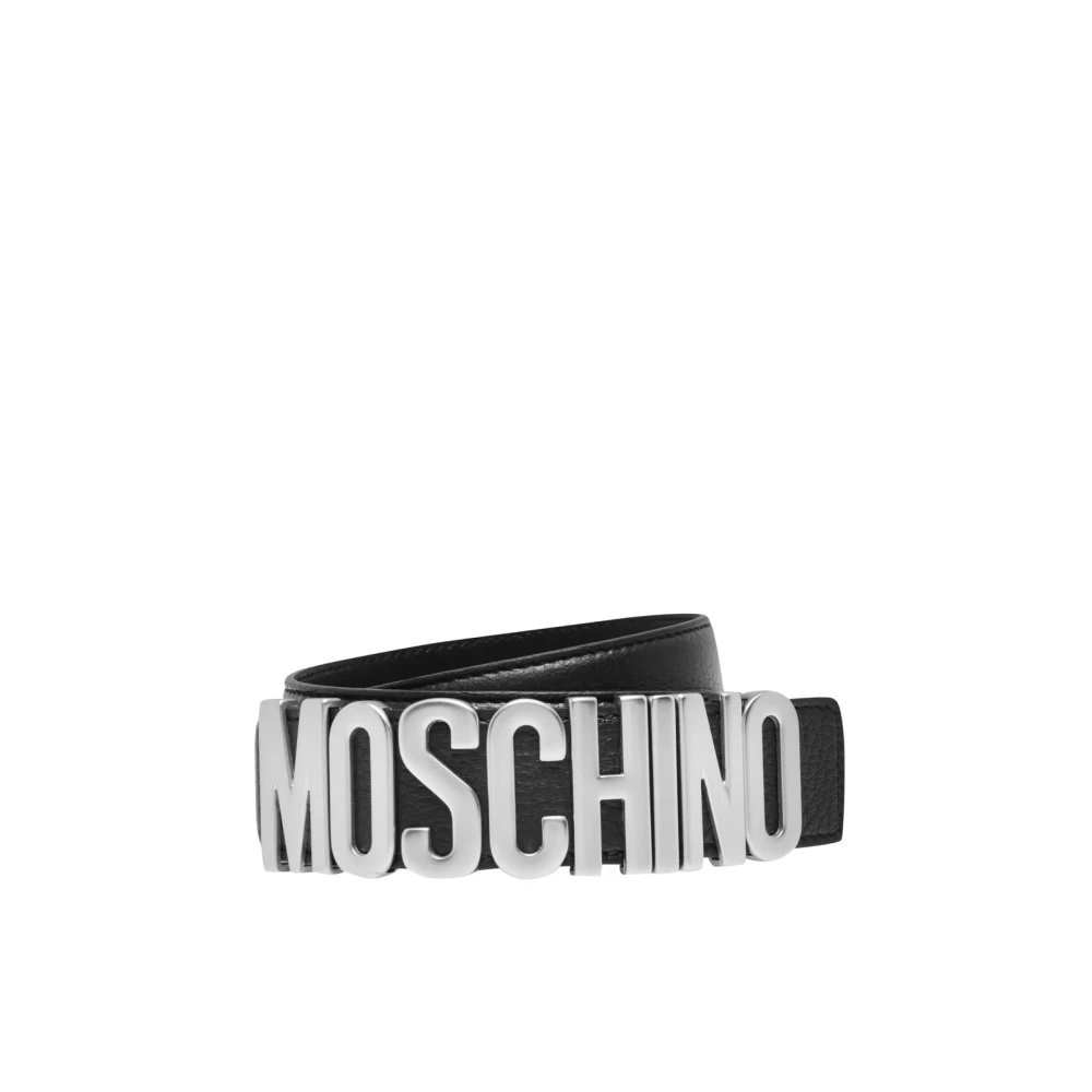Moschino Zwart Logo Plaque Riem Black Heren
