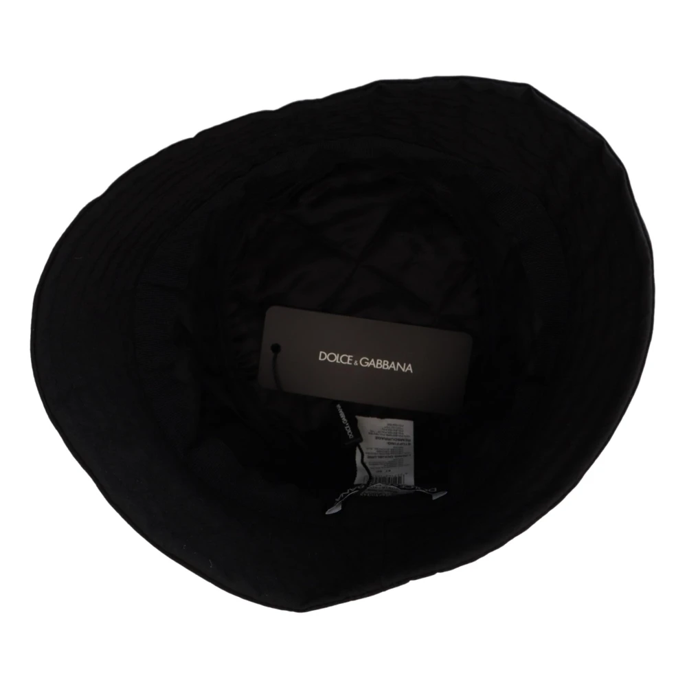 Dolce & Gabbana Elegante Zwarte Bucket Hoed Black Dames