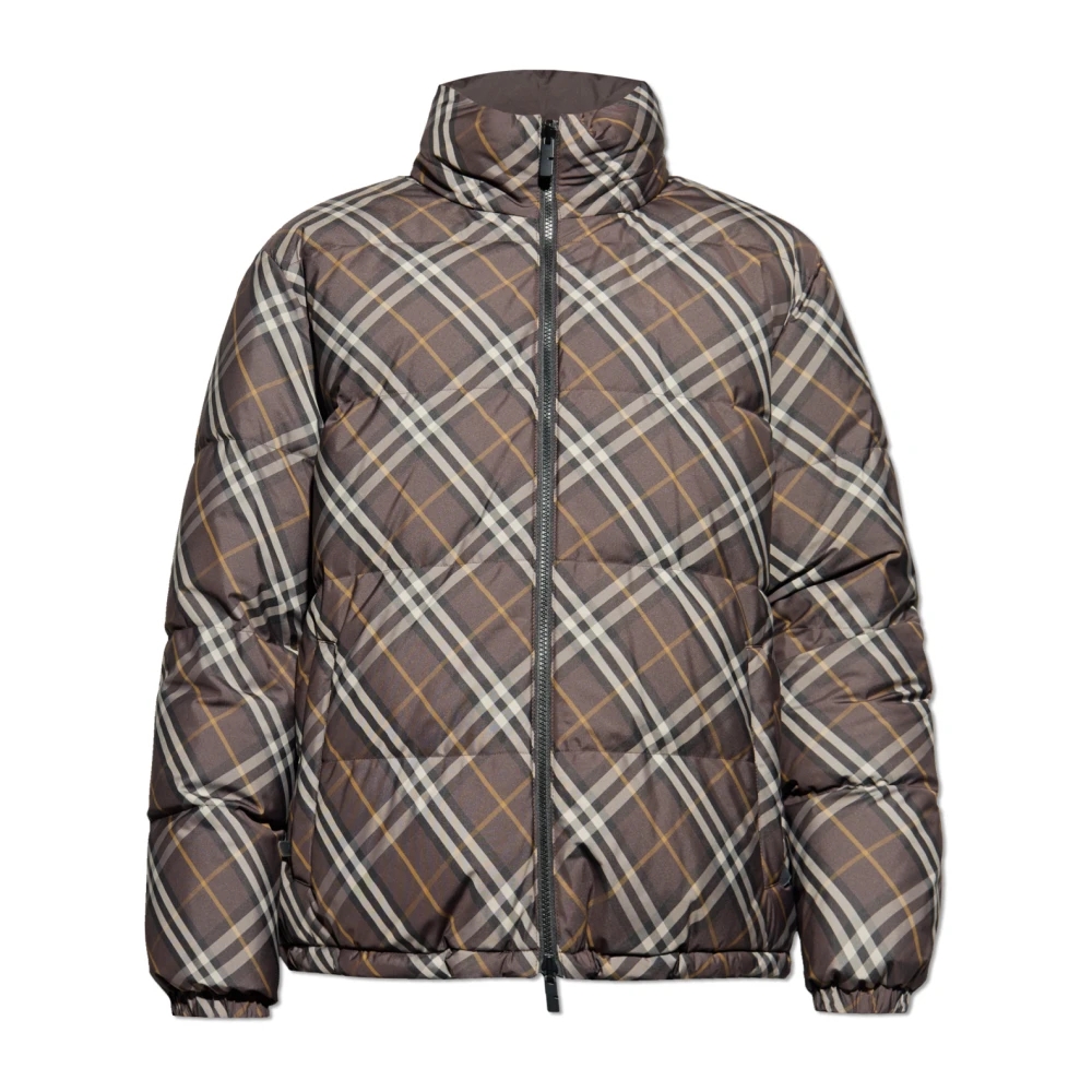 Burberry Mannelijk Bruin Jassen Heren, M, Polyester, Reversible Check Snowdon Puffer Jacket