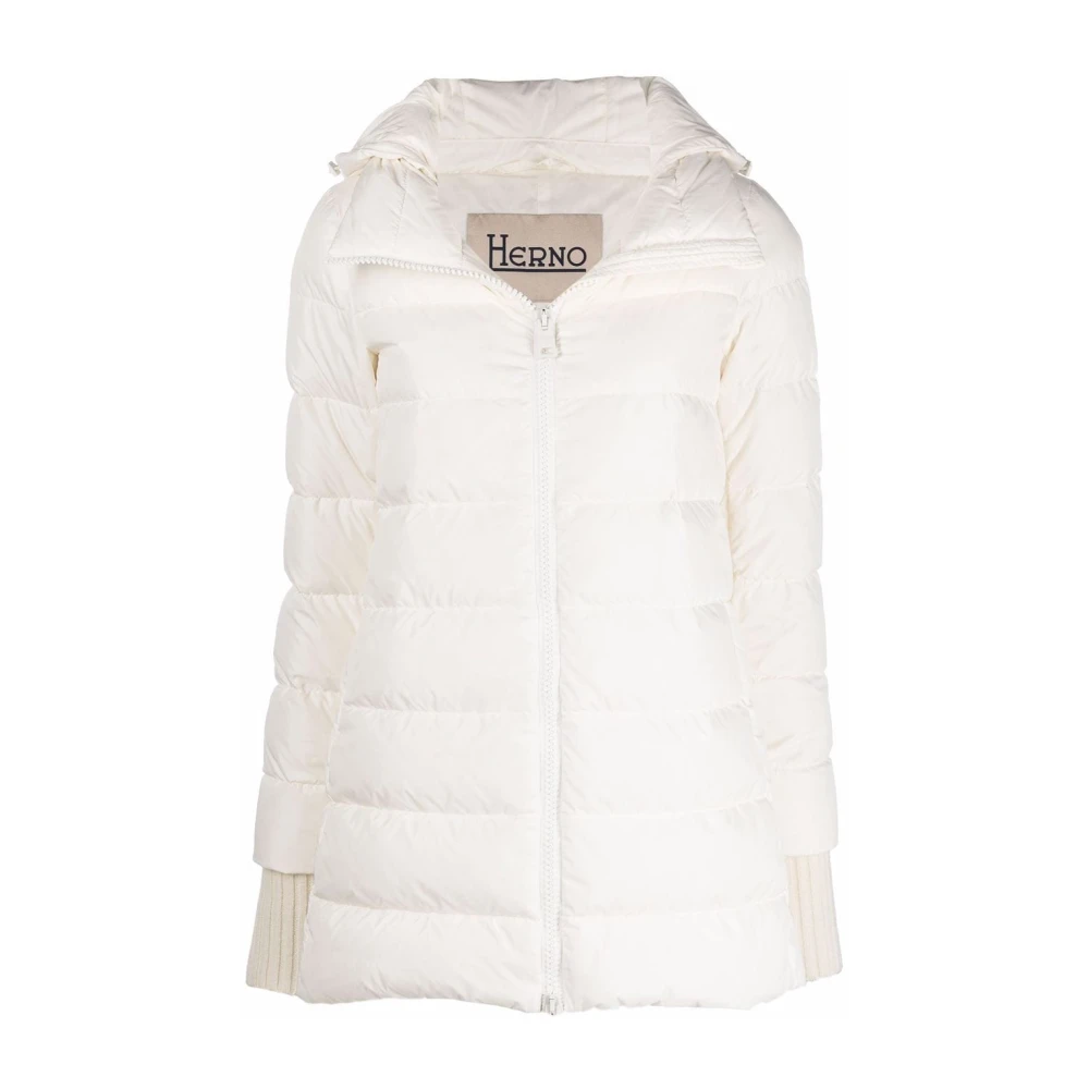 Herno Witte gewatteerde capuchonjas White Dames
