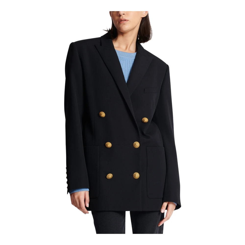 Balmain Wollen blazer met zes knopen Black Dames