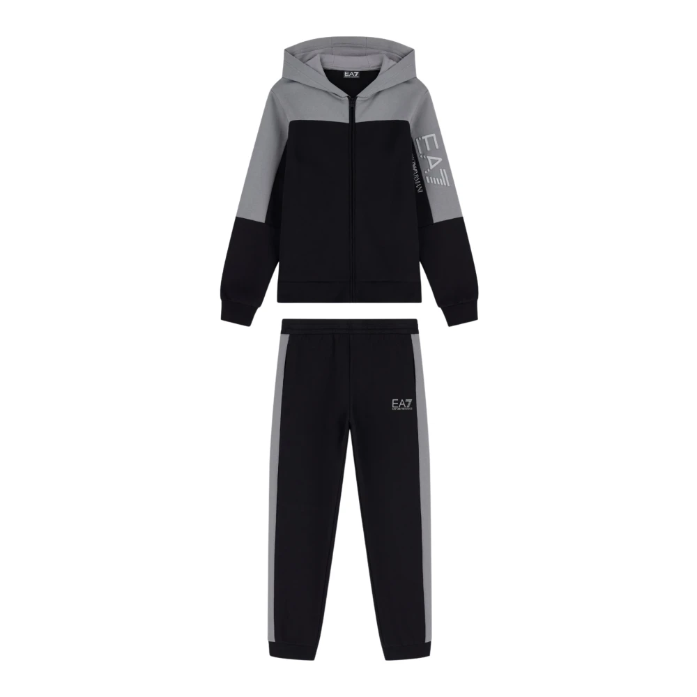 Ea7 Emporio Armani Boys Colour Block Zip Hoodie Tracksuit Set - Black - Image 3