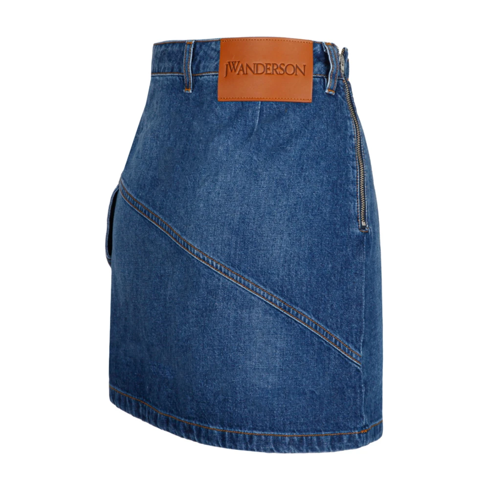 JW Anderson Blauwe Denim Mini Rok Patchwork Blue Dames