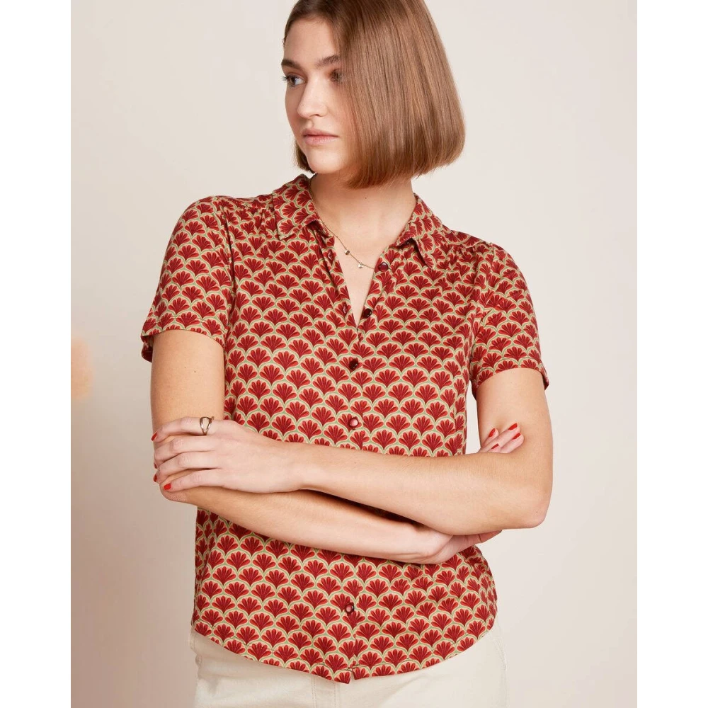 king louie Maisie korte mouw blouse Red Dames